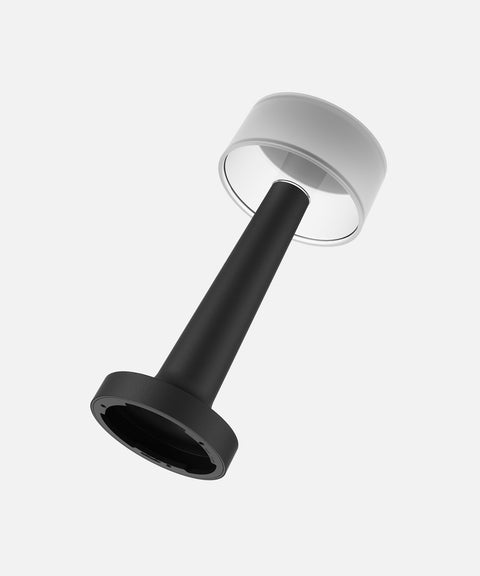 NEOZ Cooee 2 cordless lamp body in Sandblasted Black finish paired with white diffuser.