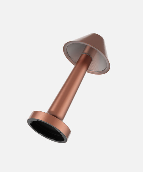 NEOZ Cooee 3C cordless lamp body in Lacquered Copper finish with metal cone diffuser.