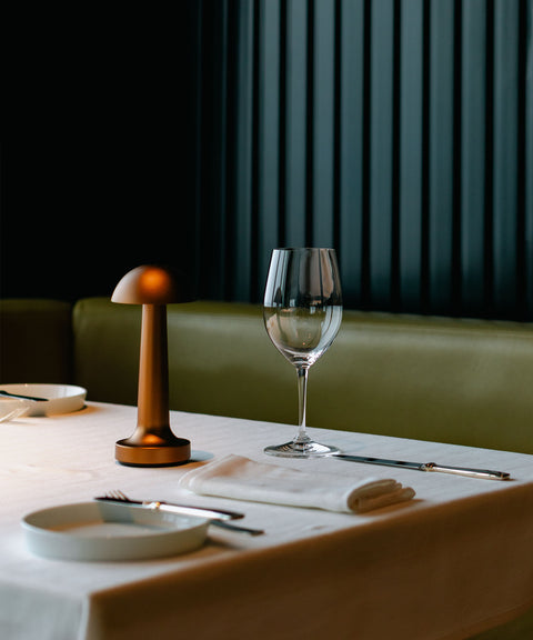 Park Hyatt Kuala Lumpur's Merdeka Grill with the NEOZ Cooee 1c Sandblasted Bronze portable table lamp