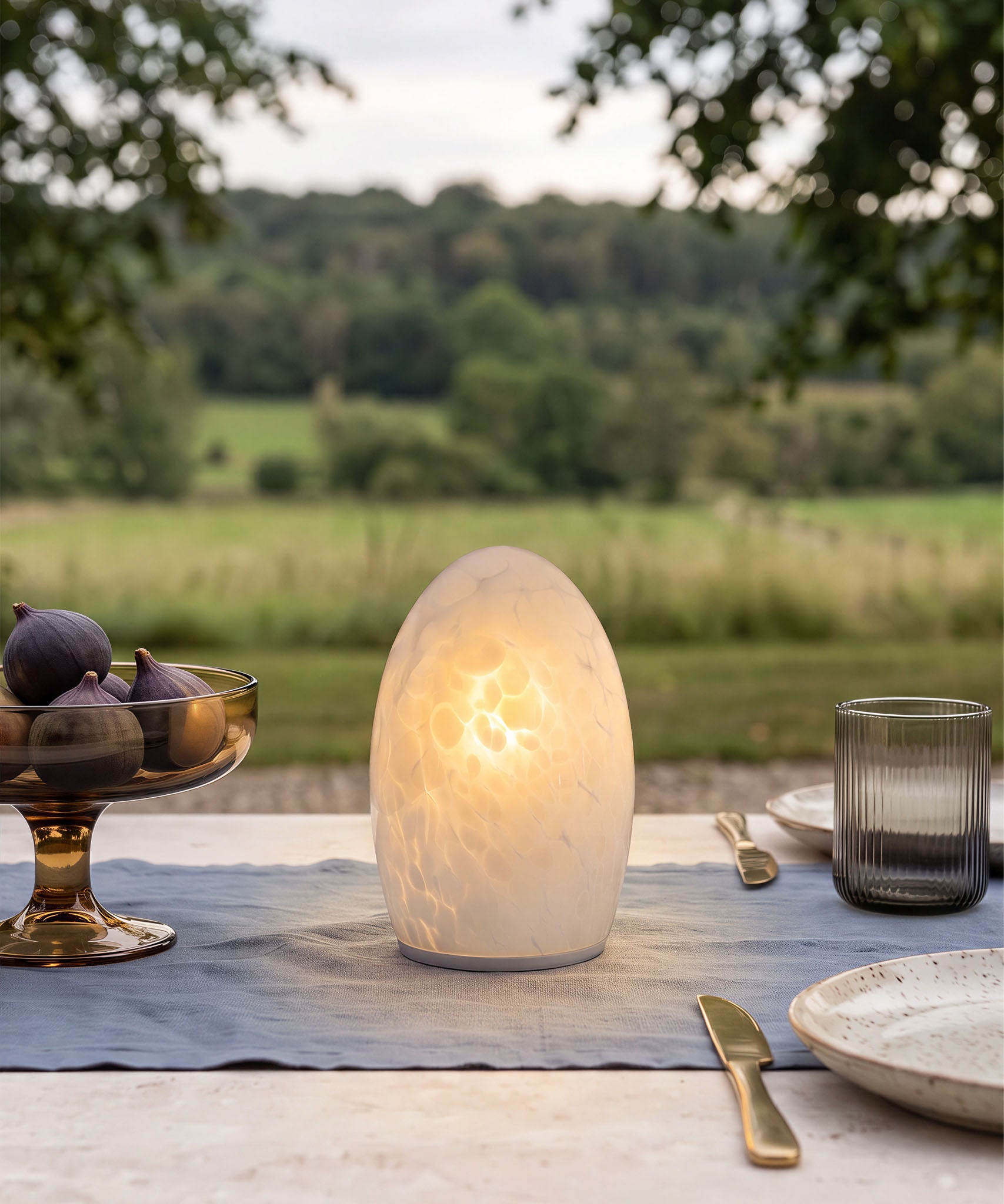Egg Fritted Opal | Hand-Blown Cordless Table Lamp | NEOZ