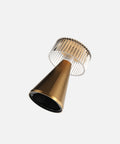 NEOZ Piccolo cordless lamp body in Brass finish with ribbed clear diffuser.