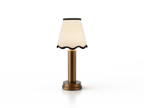 Victoria Scallop Empire Cream Cotton Lamp Shade with Custom Trim